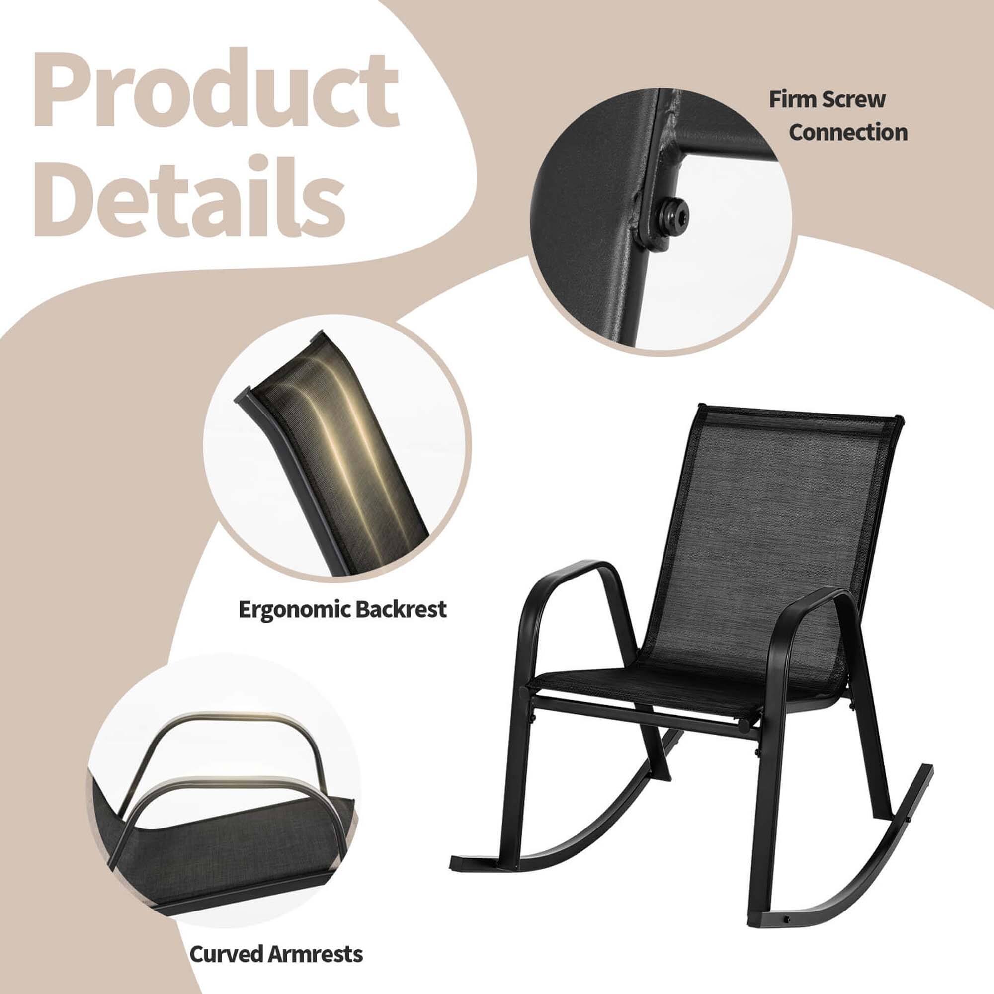 Product Details: Firm Screw Connection, Ergonomic Backrest, Curved Armrests.