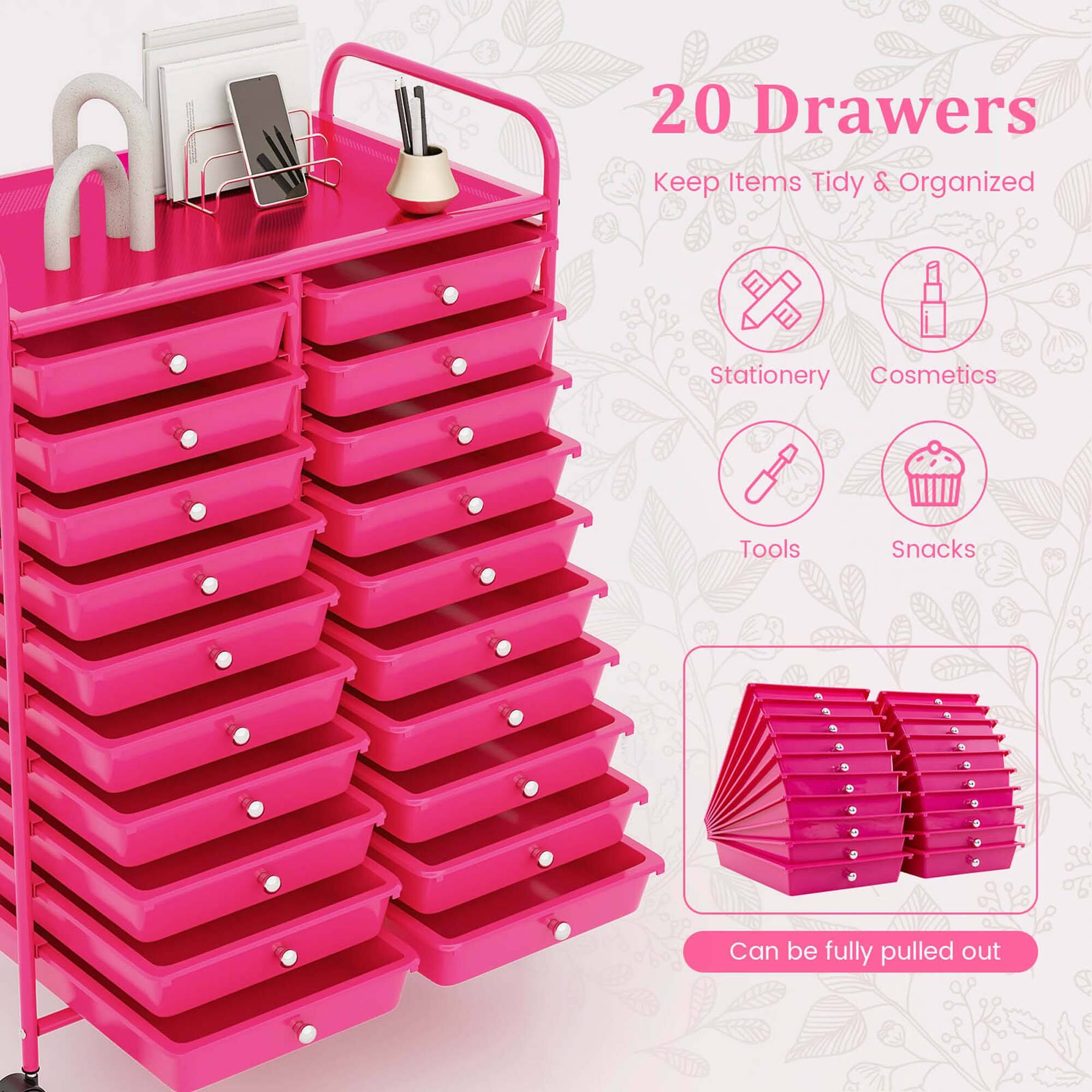20 Drawers
Keep Items Tidy & Organized
Stationery
Cosmetics
Tools
Snacks
Can be fully pulled out