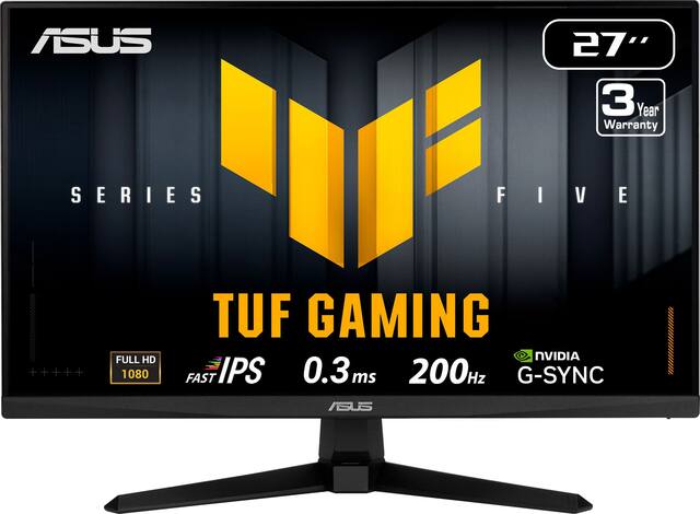 ASUS - TUF Gaming 27" FHD IPS 200Hz 0.3ms Gaming Monitor with G-SYNC/FreeSync Premium and HDR (DisplayPort, HDMI) - Black
