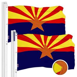 G128 - 2 Pack Arizona State Flag 5x8 ft Embroidered 600D Polyester Indoor/Outdoor - Red, Yellow, Blue, Orange