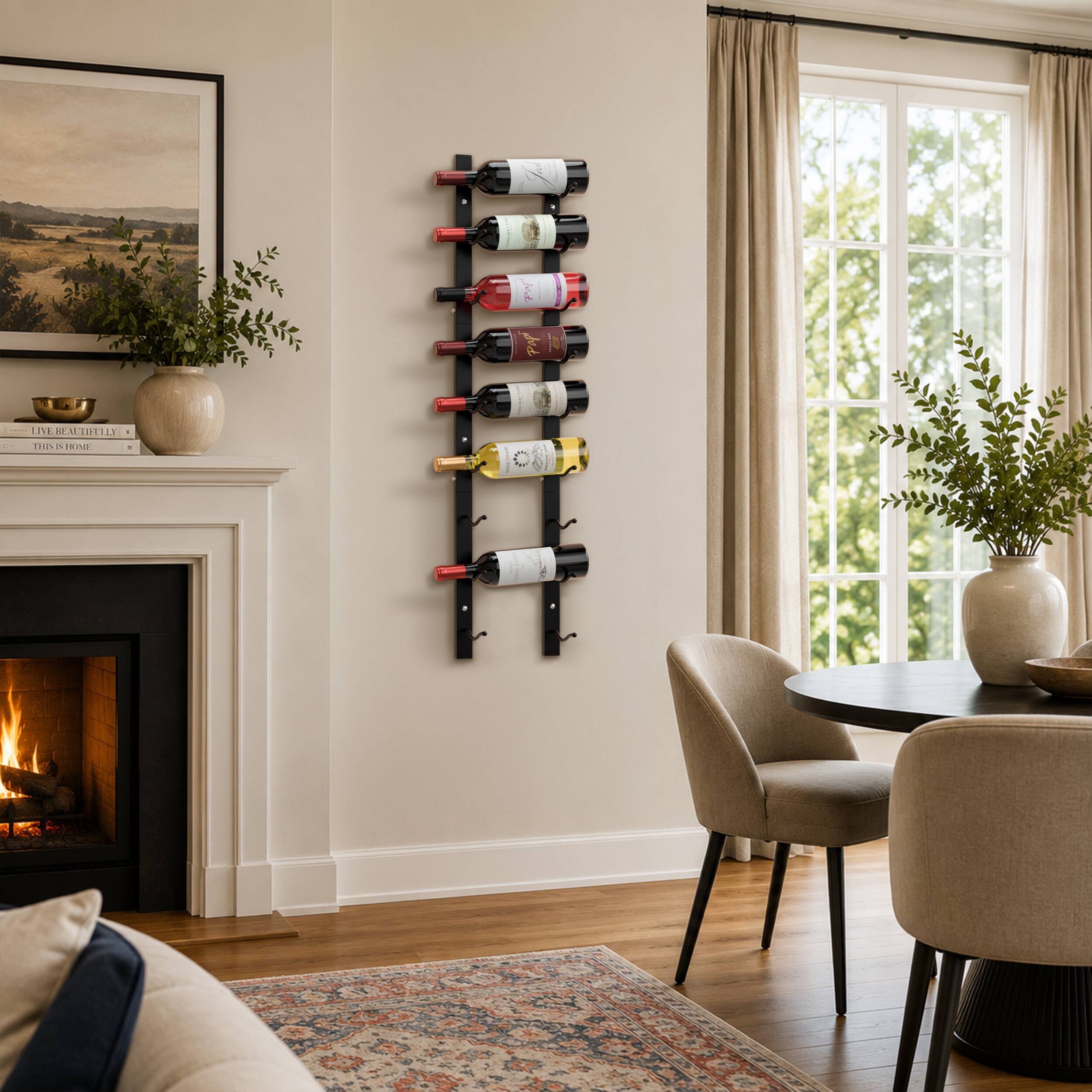 Sorbus Wall Mounted Wine Rack, 9 Bottle Single Row Display, 1 Pack ...