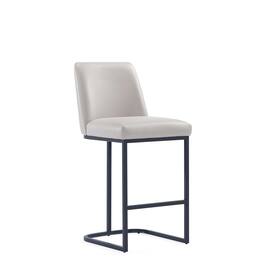 Manhattan Comfort - Serena Modern Metal Upholstered Counter Stool - Light Gray