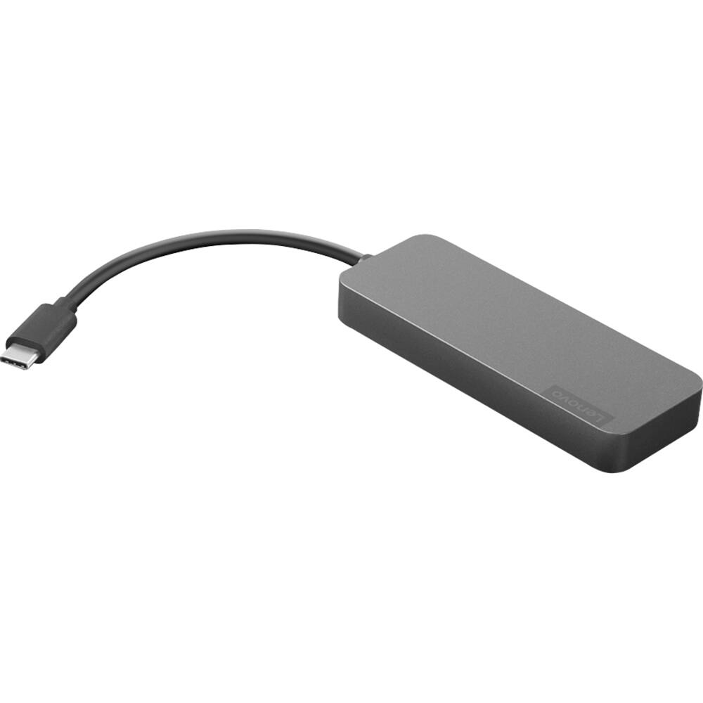 Alt View 5. Lenovo - USB-C to 4 Port USB-A Hub - Iron Gray.