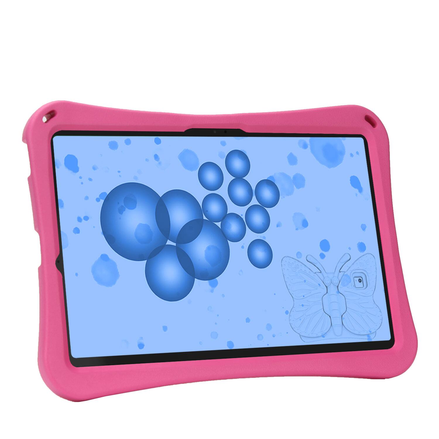 Back. Dteck - Kids Butterfly Case for Samsung Galaxy Tab S9 FE+ 2023 & Tab S9+ & Tab S8+ & S7 FE,3D Cartoon EVA Shockproof Stand Cover - Rose.