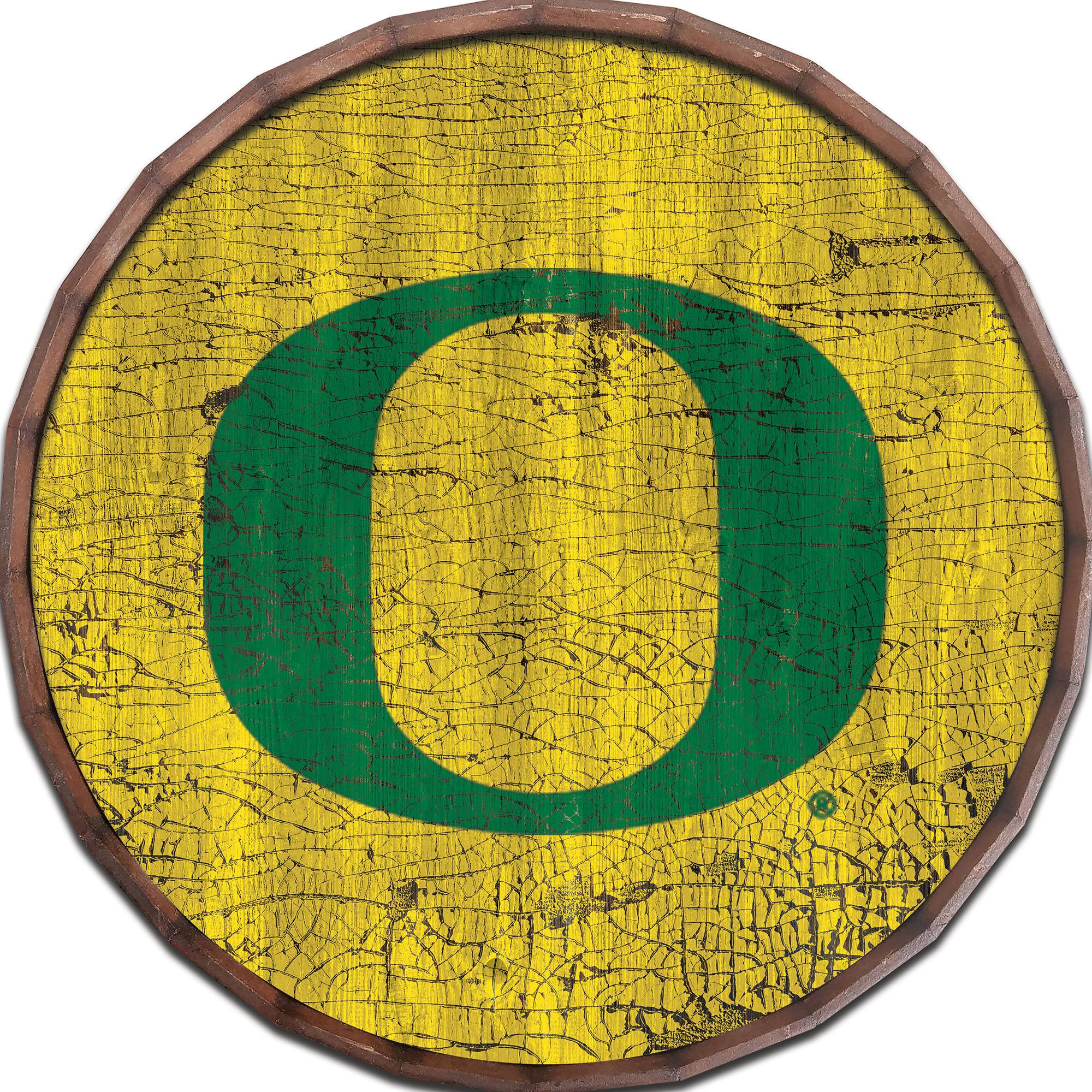 Oregon Ducks 24" Cracked Color Barrel Top Sign