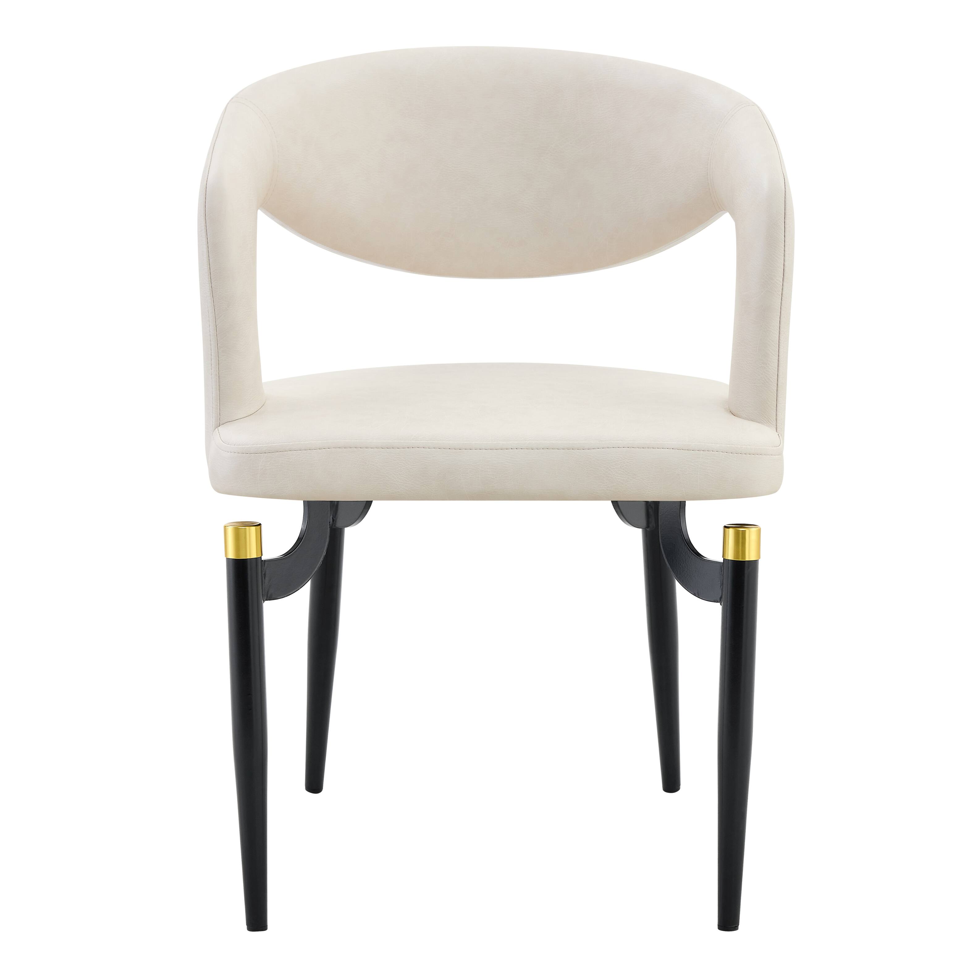 Alt View 3. LeisureMod - Entice 4-PCS Modern Upholstered Leather Kitchen & Dining Chair with Floor Glides - Cream.