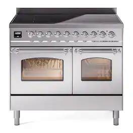 iLive - ILVE Nostalgie II 40 inch Induction Range with 6 Elements (Triple Glass Door, Chrome) - Stainless Steel
