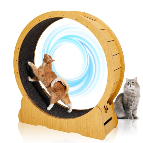 Winado - Large Cat Exercise Wheel, 43in Cat Treadmill with Detachable Carpet, Safety Lock Running Silent for Indoor Cats Playing - Natural Wood price history on PriceWatchPro