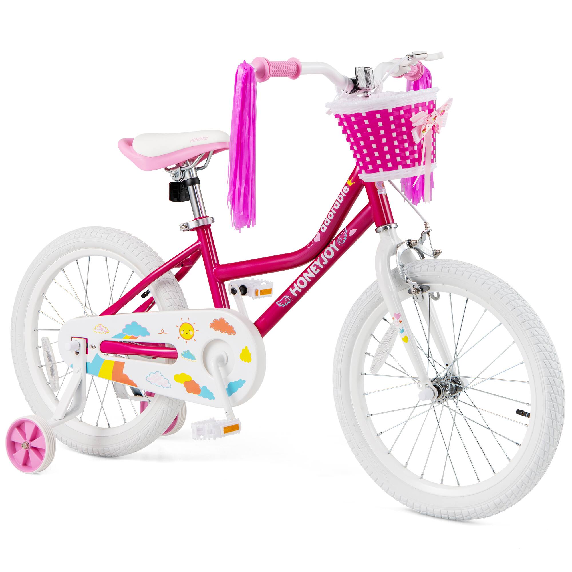 Gymax - 18 Inch Kid's Bike Children's Bicycle w/ Removable Training Wheels Adjustable Seat - Pink
