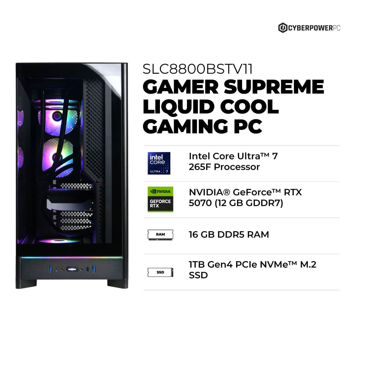 CyberPowerPC Gaming Desktop Intel Core Ultra 7 265F NVIDIA GeForce