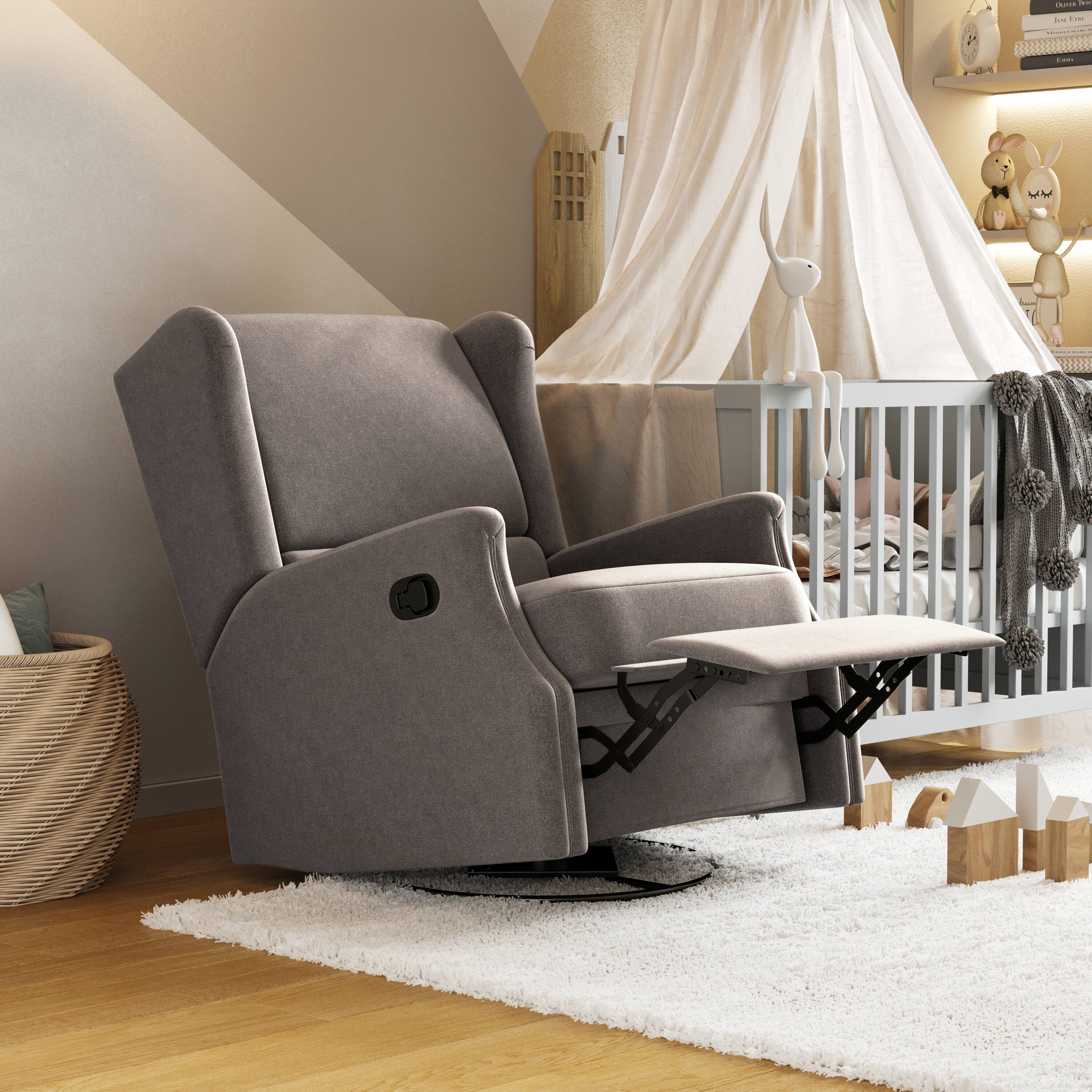 Alt View 3. Flash Furniture - Omma Swivel Glider Rocker Recliner Chair, Manual 360 Degree Swivel Wingback Recliner Perfect for Living Room, Bedroom, o - Gray.