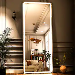Easly - Rectangular 20 in. W x 63 in. H LED with 3-Color Dimmable Light Full Length Floor Mirror - Frameless