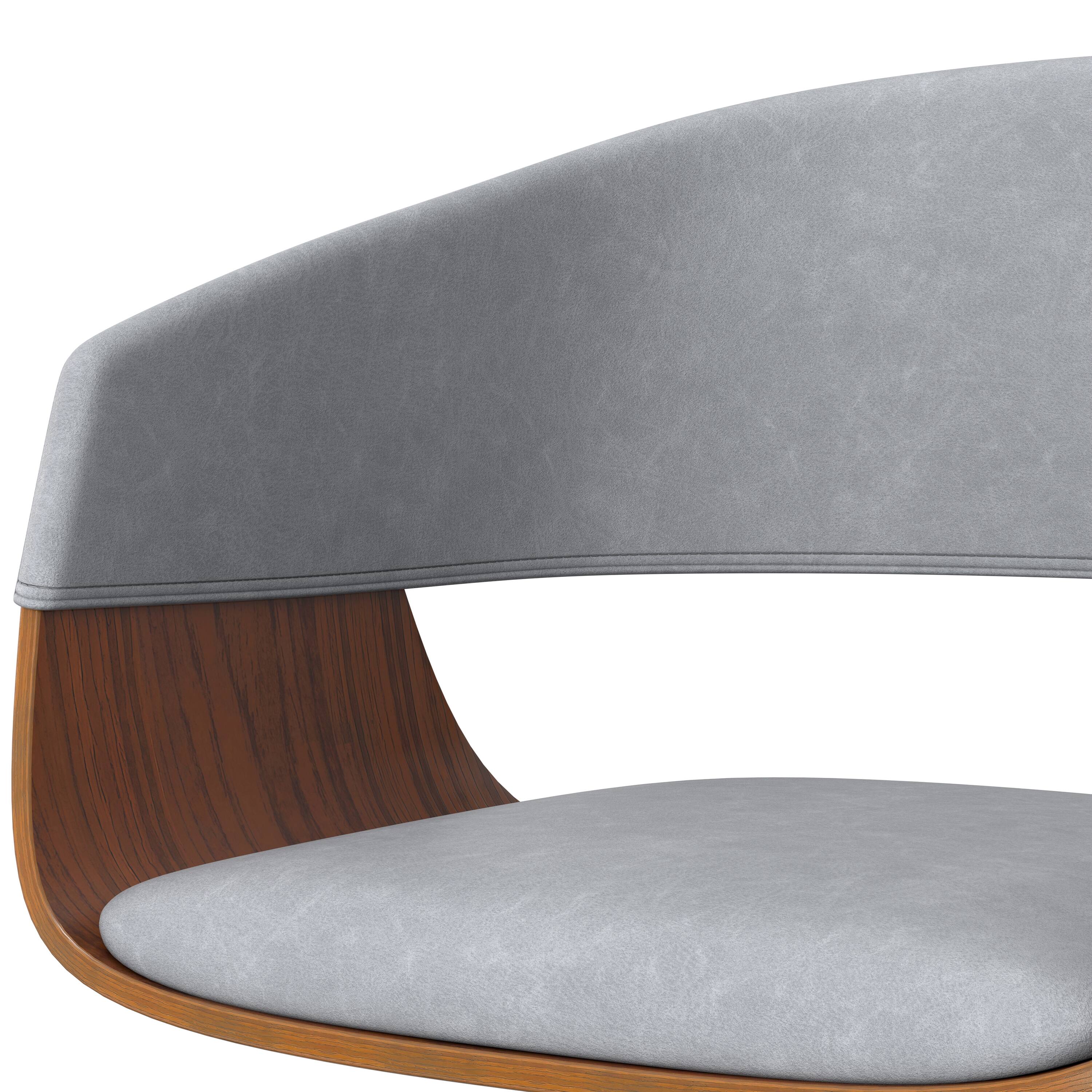 Alt View 7. Simpli Home - Lowell Mid Century Modern 33 inch Adjustable Swivel Bar Stool in Stone Grey Vegan Faux Leather - Stone Grey.