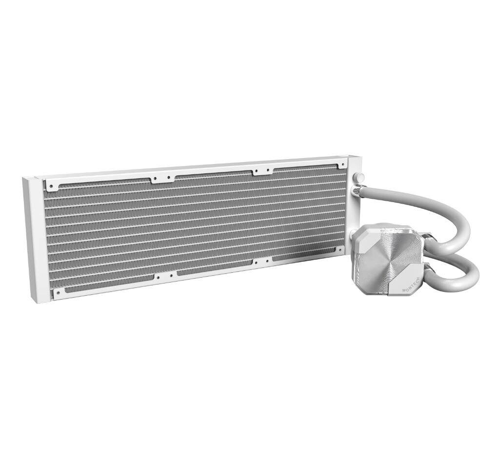 Back. Montech - MONTECH HyperFlow Silent 360 White – Ultra-Quiet AIO Cooler, 3100RPM Pump, Triple Fans, Intel/AMD Compatible - White.