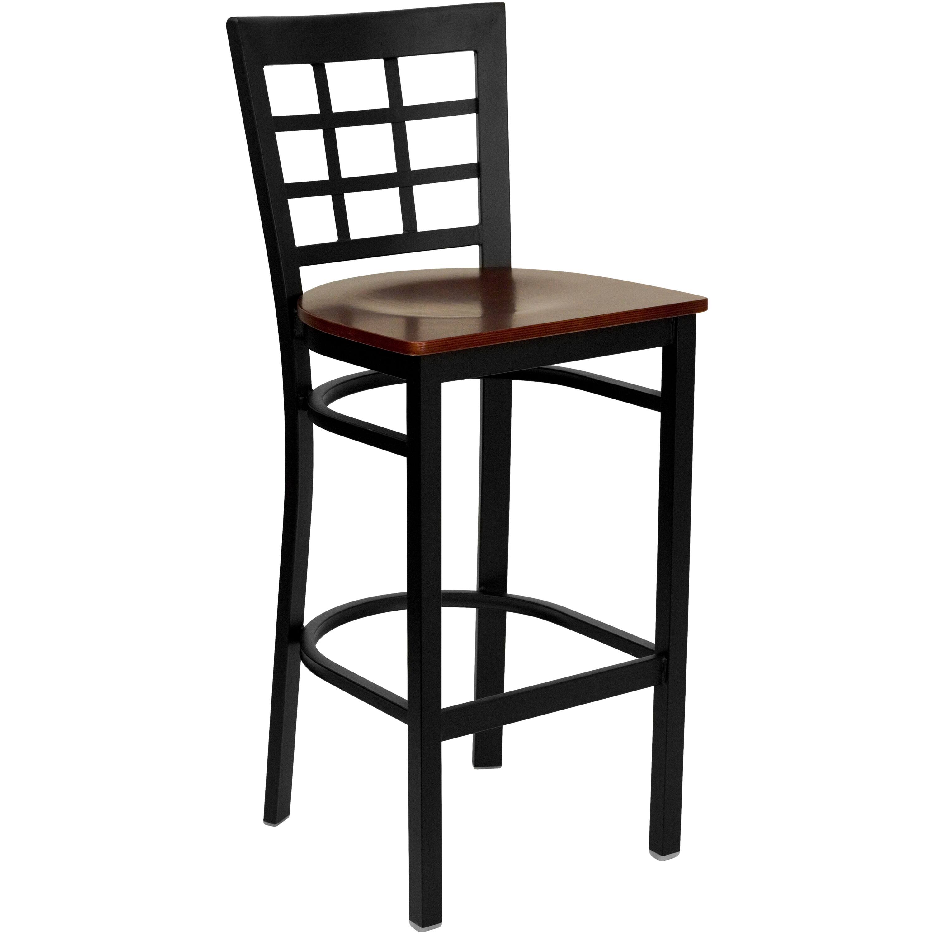 Mahogany Wood Seat/Black Metal Frame