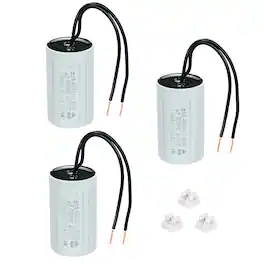 Unique Bargains - 3pcs 7uF CBB60 Running Capacitor, AC 450V 2 Wires 50/60Hz Cylinder 60x35mm for Water Pumps, Washing Machines - Gray