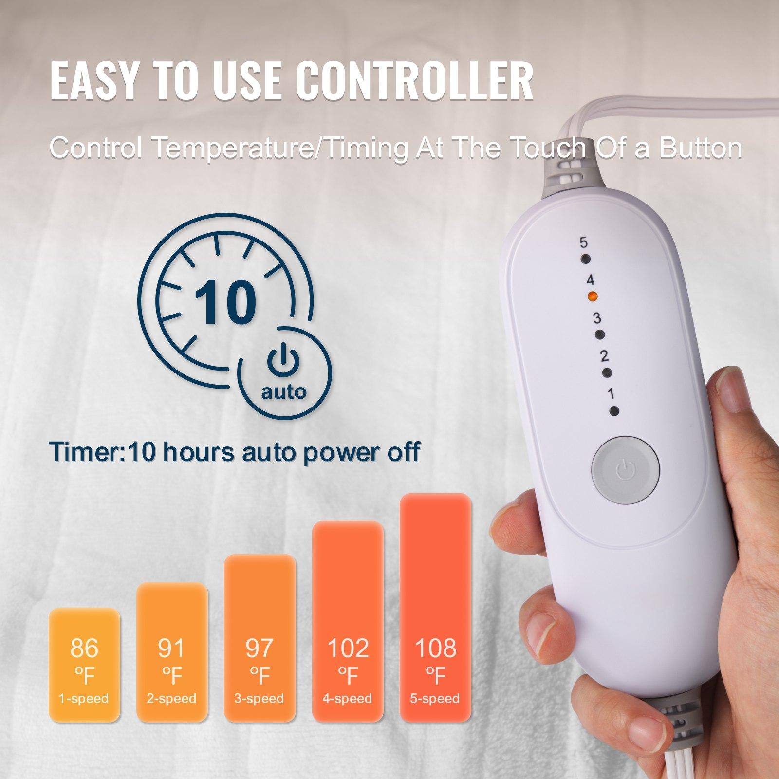 EASY TO USE CONTROLLER  
Control Temperature/Timing At The Touch Of a Button  

Timer: 10 hours auto power off  

1-speed 86°F  
2-speed 91°F  
3-speed 97°F  
4-speed 102°F  
5-speed 108°F