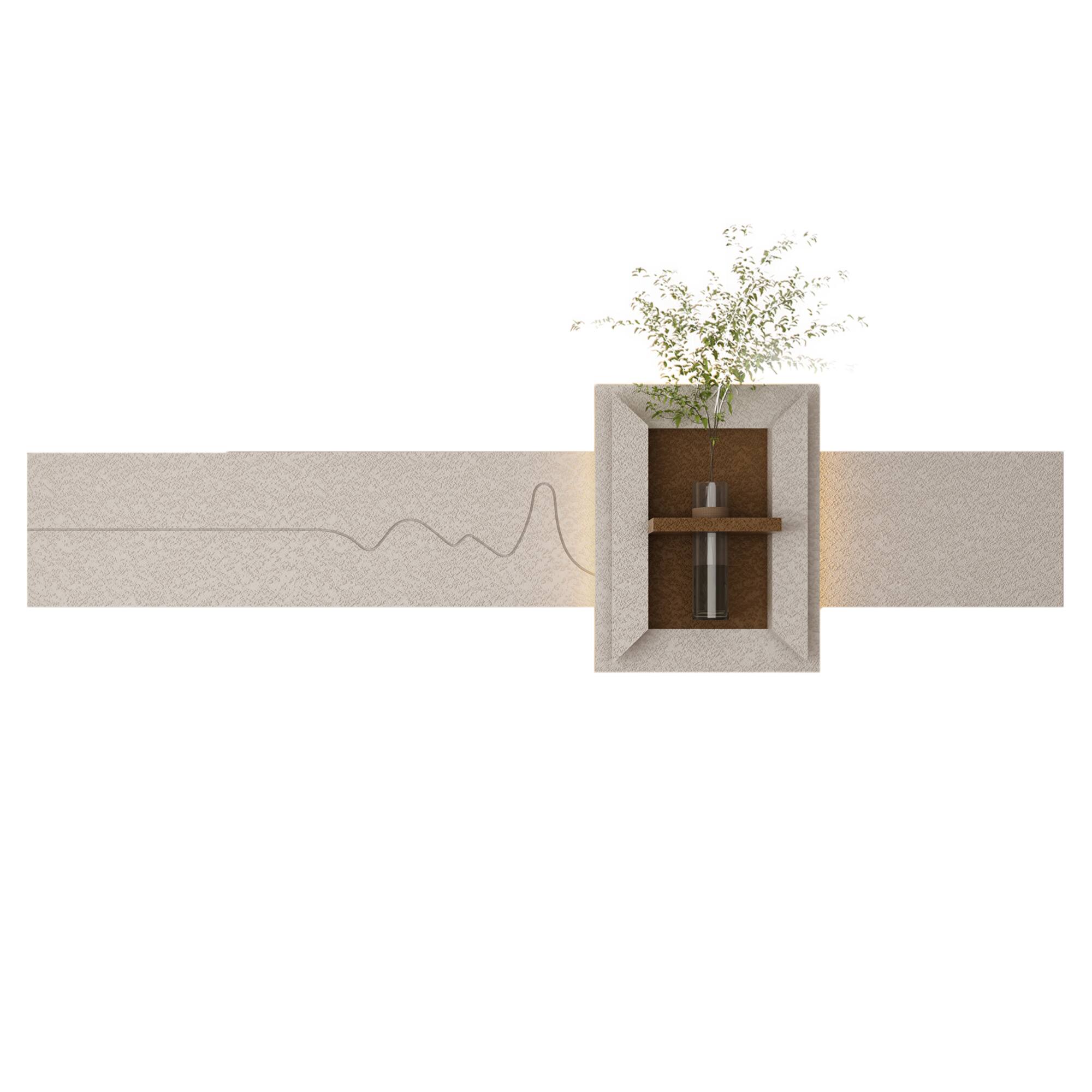 Alt View 7. GOODSILO - Adjustable Multi-Color LED Sandstone Wall Art with Simulated Greenery - Featuring Glass Vase and Remote Control Lighting - Light Coffee.