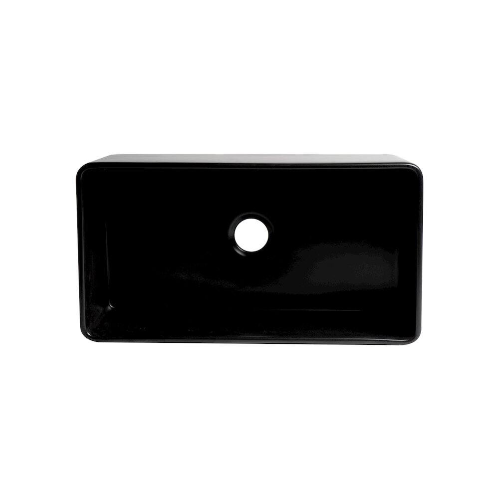 Alt View 4. Alfi - ALFI brand Black Matte Smooth Apron 33 x 18 Single Bowl Fireclay Farm Sink - Black.