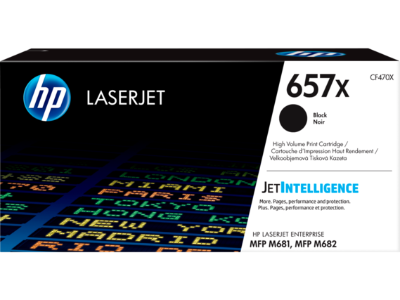 hp LASERJET CF470X 657x Black Noir High Volume Print Cartridge Cartouche d'Impression Haut Rendement Velkoobjemová Tisková Kázela
JetIntelligence More. Pages, performance and protection. Plus. Pages, performance et protection.
HP LASERJET ENTERPRISE MFP M681, MFP M682