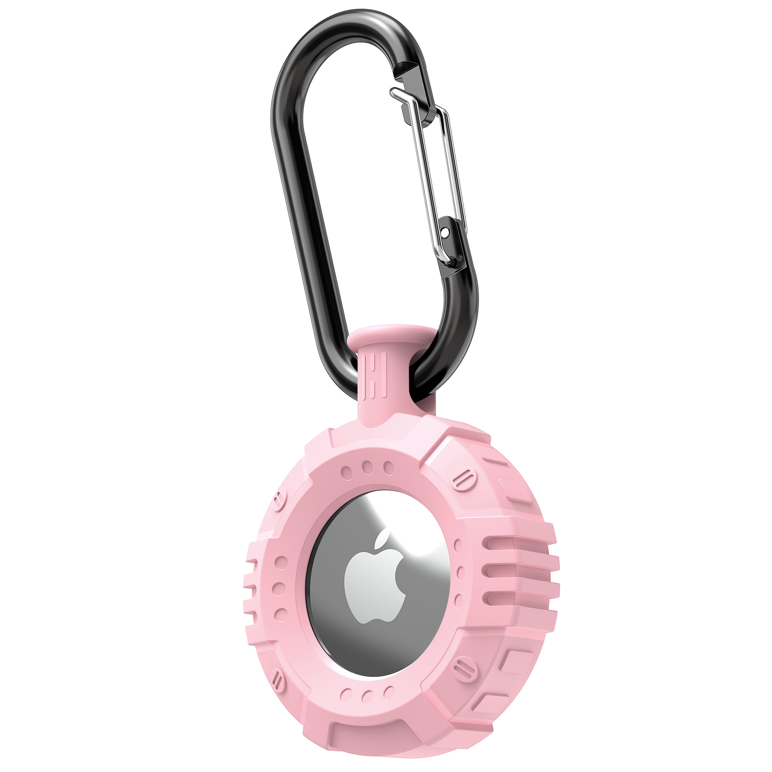Front. Vena - For Apple AirTag Holder, AirTag Keychain Round TPU, AirTag Case Cover For Pet Dog Cat Collar Luggage, Pink - Pink.
