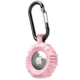 Vena - For Apple AirTag Holder, AirTag Keychain Round TPU, AirTag Case Cover For Pet Dog Cat Collar Luggage - Pink