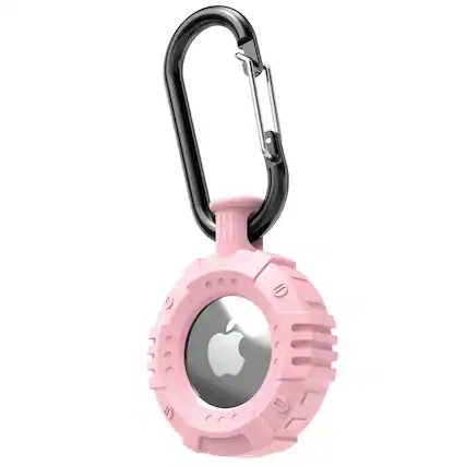 Front. Vena - For Apple AirTag Holder, AirTag Keychain Round TPU, AirTag Case Cover For Pet Dog Cat Collar Luggage, Pink - Pink.