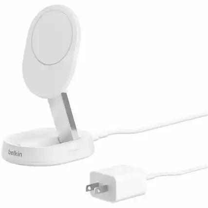 Front. Belkin - Belkin BoostCharge Pro Convertible Magnetic Wireless Charging Stand with Qi2 15W - For Qi2-enabled Device, iPhone - White.
