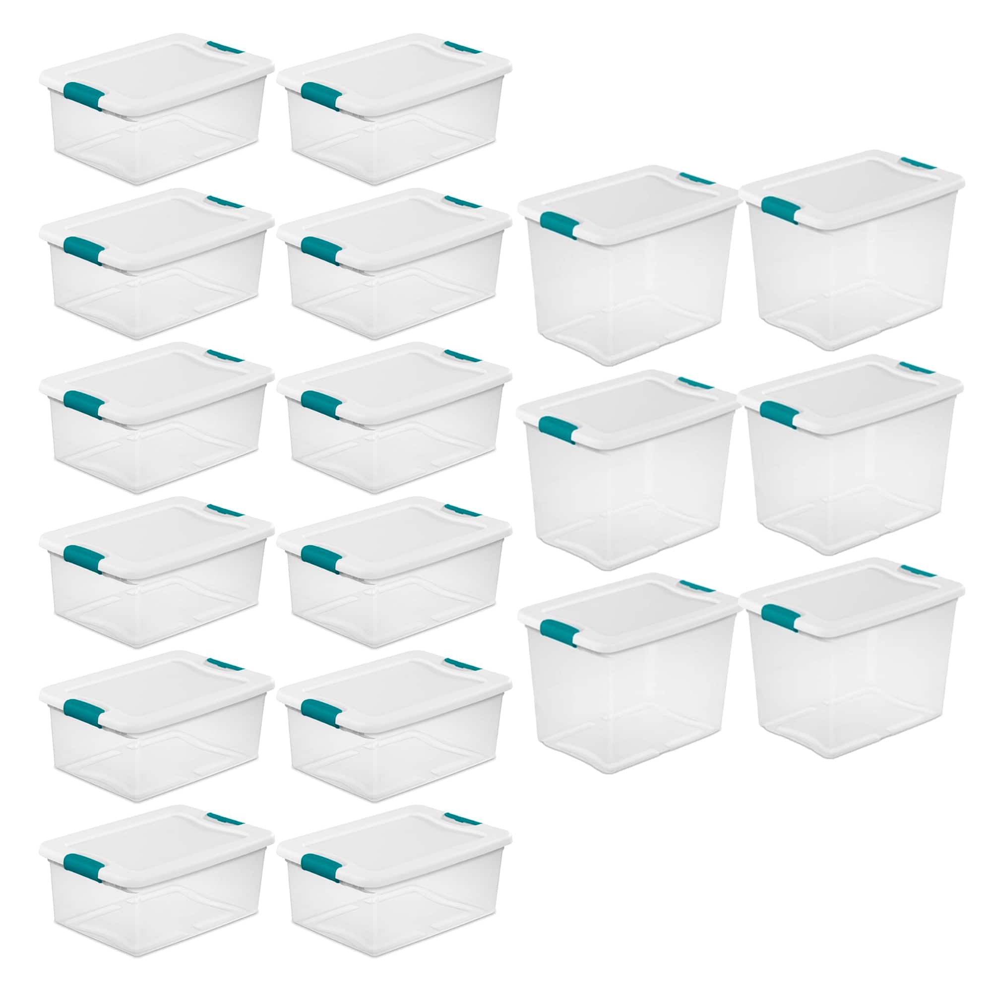 Sterilite - 12 Pack 15-Qt & 6 Pack 25-Qt Stackable Plastic Storage Bin w/Lid - Clear