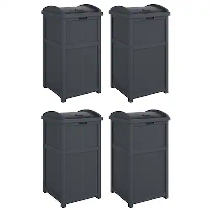 Front. Suncast - Suncast 30 Gallon Hideaway Trash Waste Bins for Outdoor, Cyberspace (4 Pack) - Cyberspace.