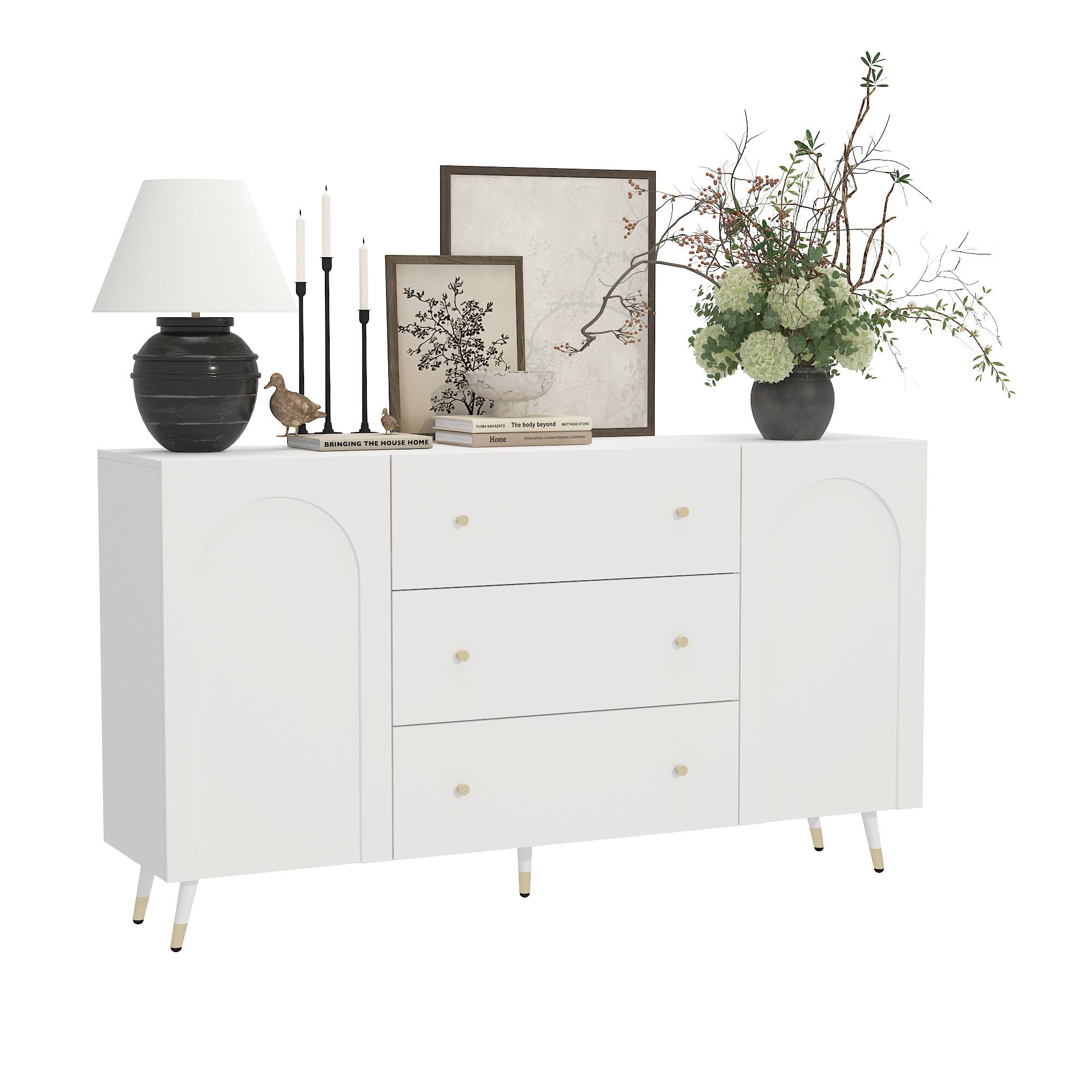 FUFU & GAGA FUFU&GAGA Console Cabinet Mid Century, Gold
