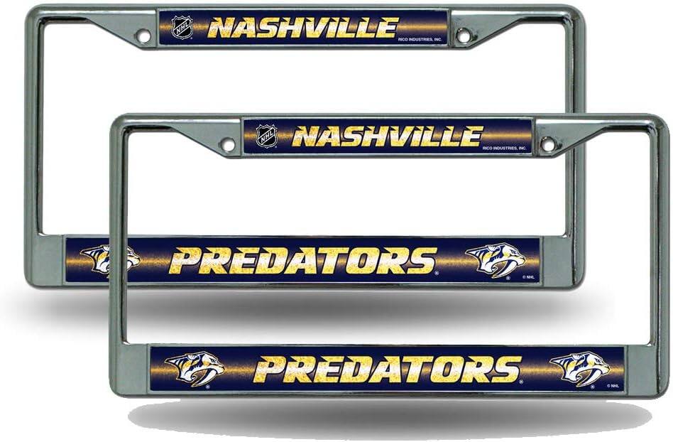 Nashville Predators NHL Chrome Metal (Set of 2) Sparkly Glitter Bling Look License Plate Frame Set