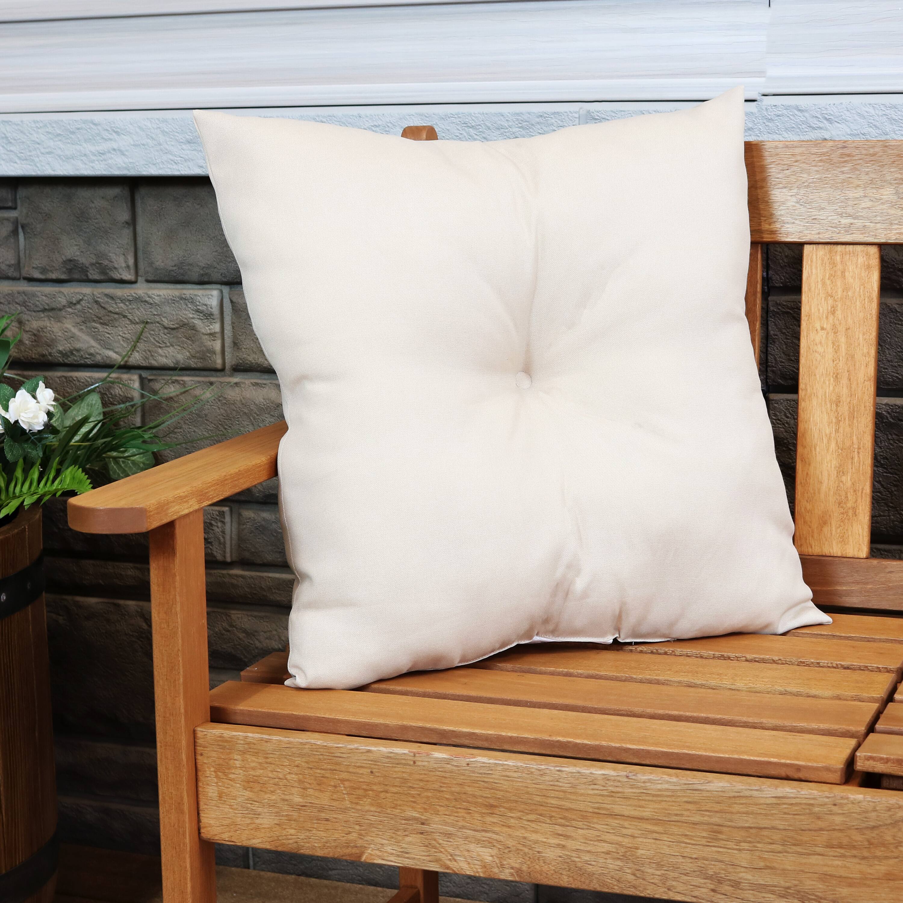 Alt View 3. Sunnydaze - Outdoor Square Tufted Back Cushion - 19 in - Beige.