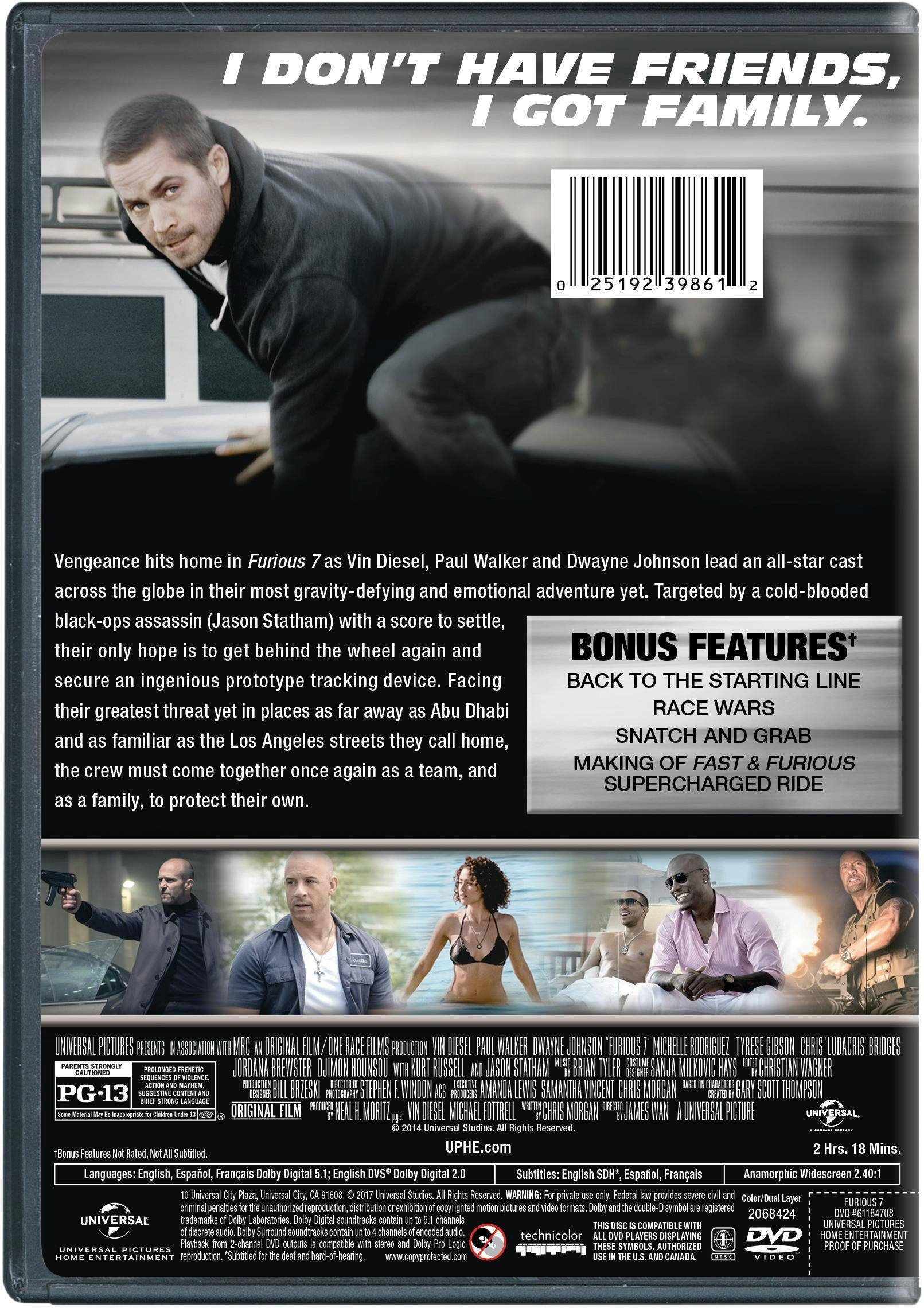 Angle. Fast & Furious 7 [DVD].