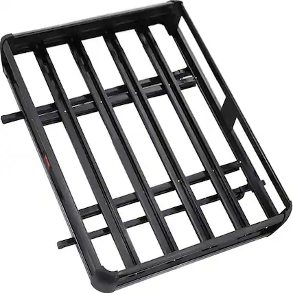 Front. VEVOR - Universal 50.4 x 36.4 Inch Roof Basket, Basket Roof Rack, Aluminum Roof Mounted Cargo Rack with Bars XL-B - black.