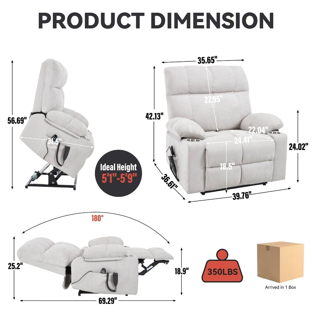 PRODUCT DIMENSION

- 35.65"
- 56.69"
- Gr'll 31.5"
- 42.13"
- 27.95" 22.04" 24.41"
- 24.02"
- Ideal Height 51"-5'9"
- 36.61"
- 18.5" 39.76"
- 180
- 25.2"
- 18.9"
- 350LBS
- Arrived in 1 Box
- 69.29"