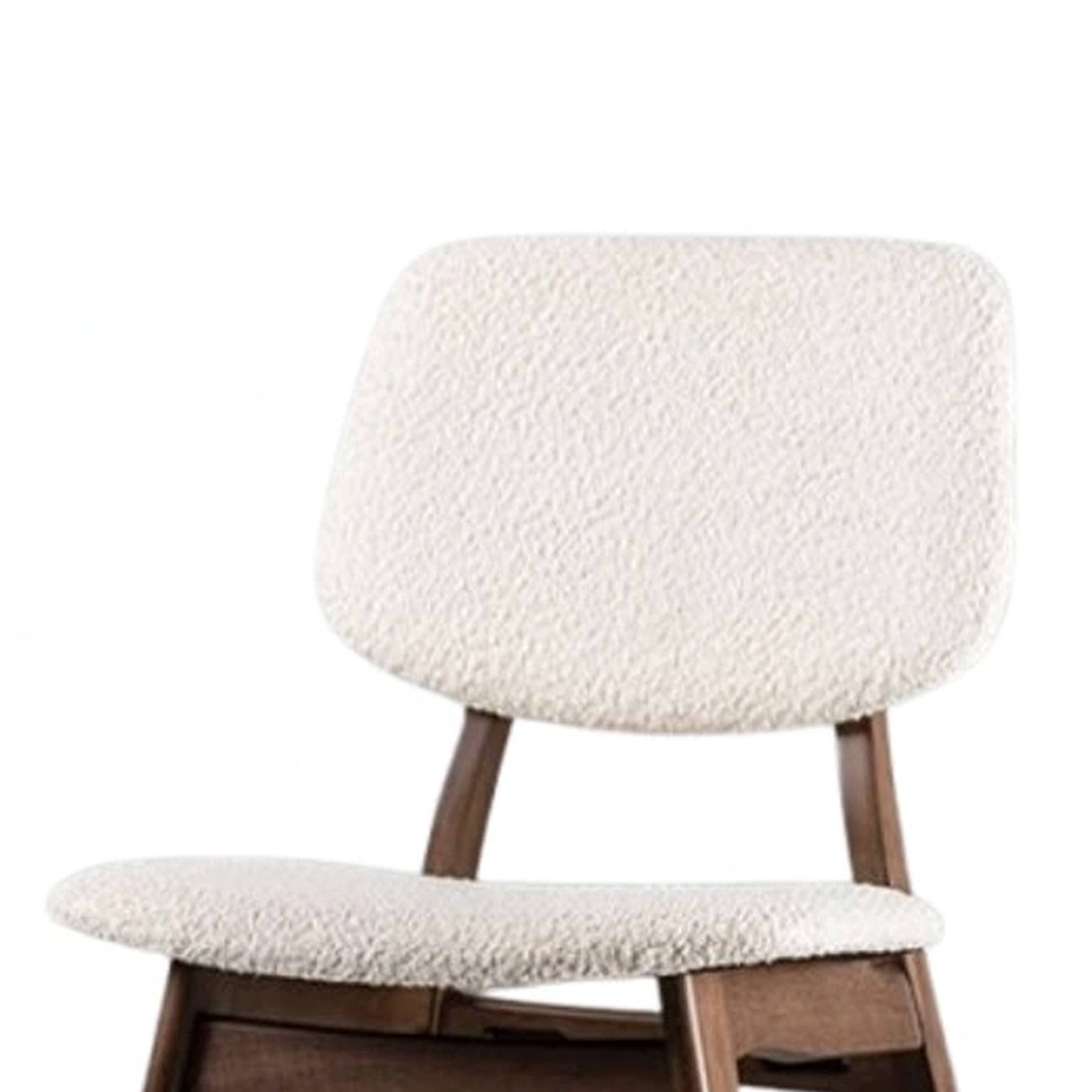 Alt View 2. Manhattan Lane - Lexy Side Dining Chair Set of 2, Angled Legs, Walnut Brown Solid Wood, Beige Boucle - Walnut Brown, Beige.