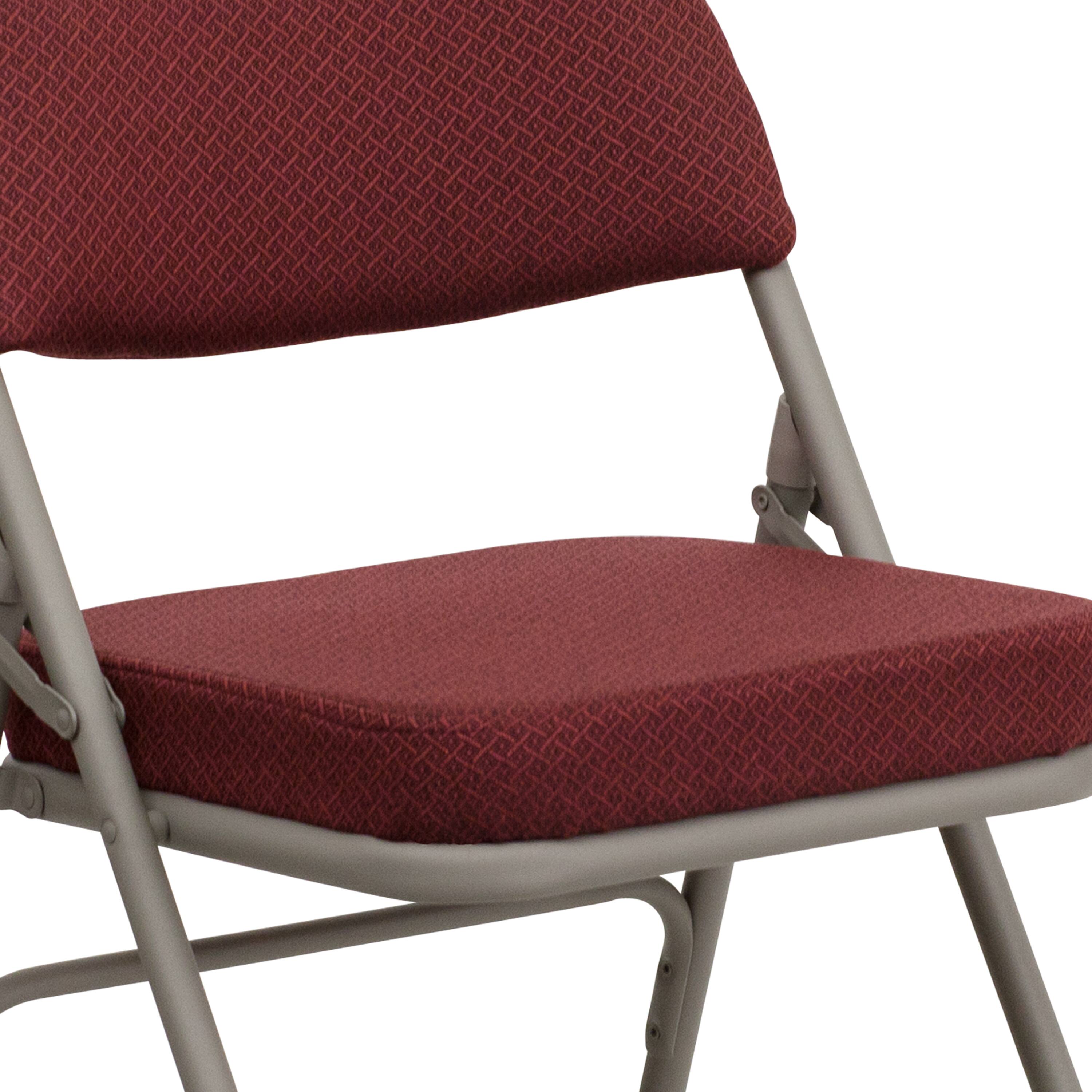 Alt View 9. Emma + Oliver - 2 Pack Home & Office Portable Party Events Fabric Padded Metal Folding Chair - Burgundy Fabric/Gray Frame.