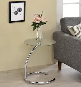 Kings Brand Furniture - with Glass Modern Accent Side End Table - Chrome