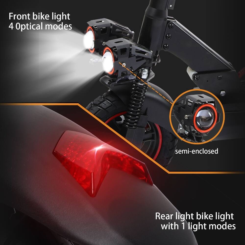 Front bike light 4 Optical modes semi-enclosed  
Rear light bike light with 1 light modes