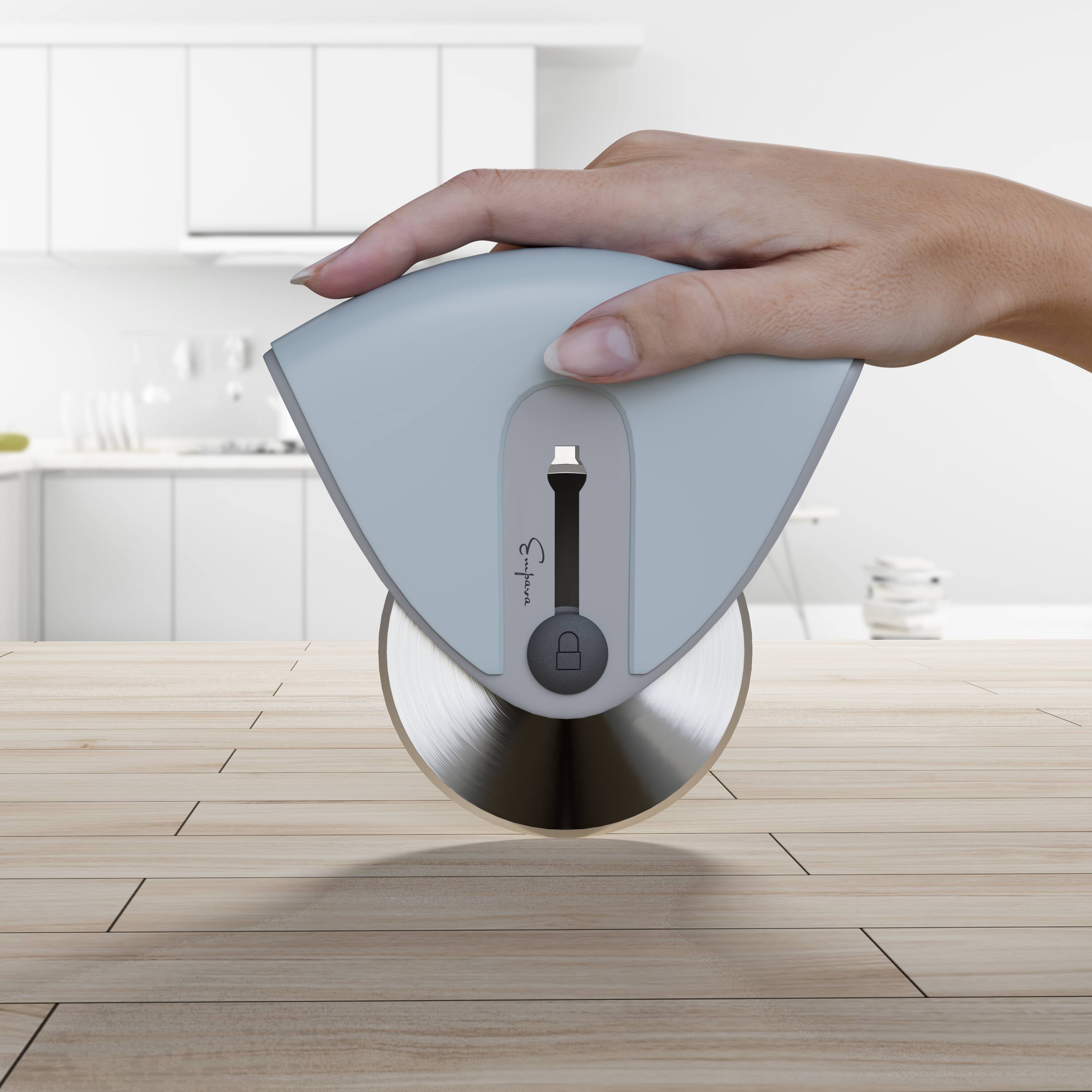 Left. Empava - 4.3-Inch Mini Retractable Pizza Cutter Wheel with Lock - Blue.