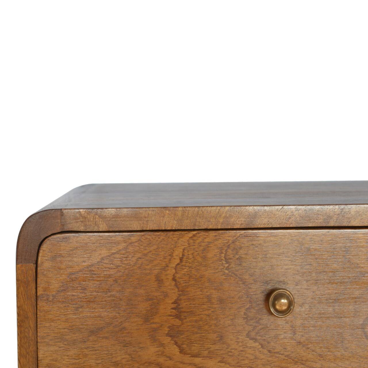 Alt View 2. Artisan Furniture - Artisan Furniture Solid Wood Floating Curved Chestnut Nightstand, 2 Drawers, Brown - Chestnut.