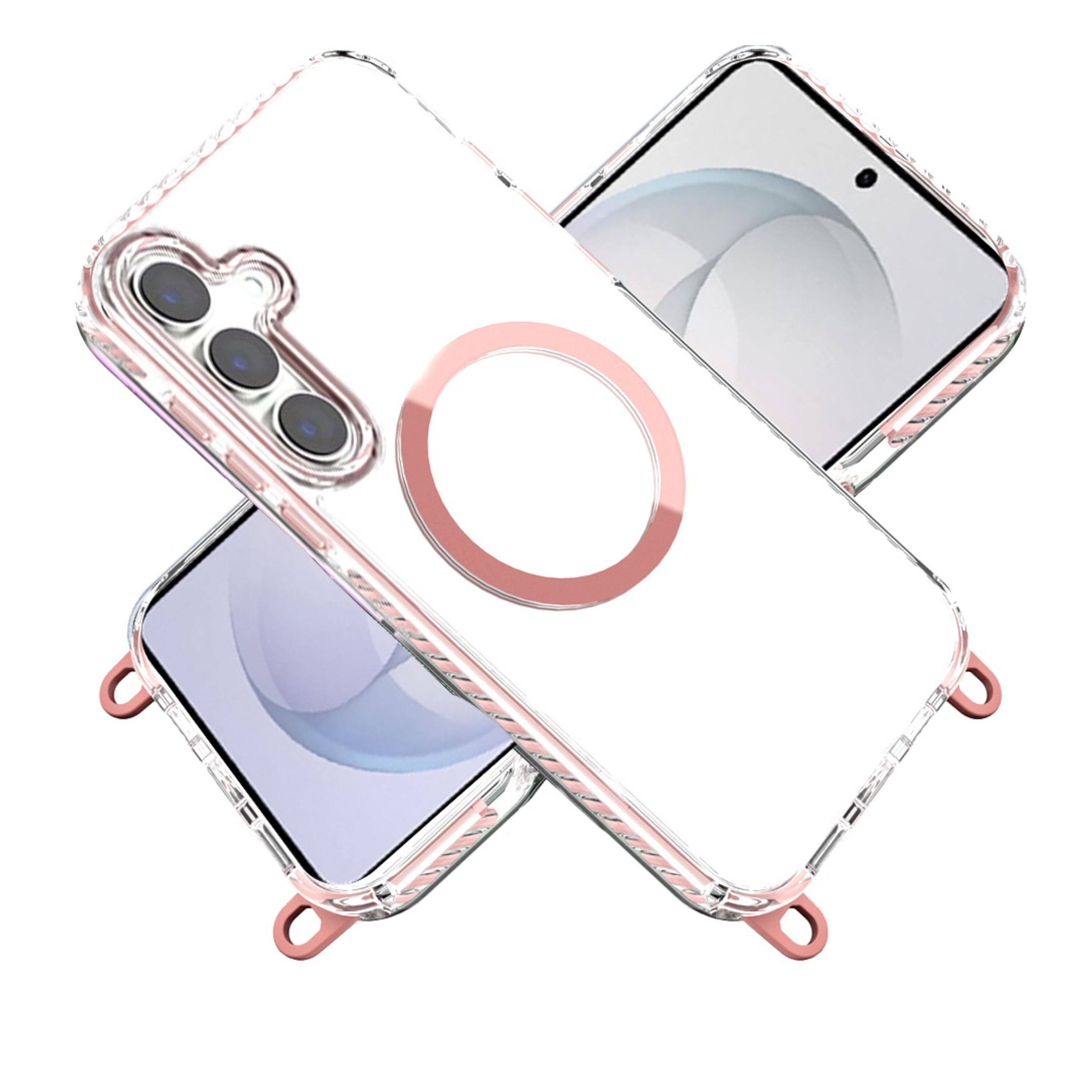 Angle. Kitcheniva - Transparent Phone Case With Matching Lanyard Tempered Glass For Samsung Galaxy S26 Plus Light Pink - Light Pink.
