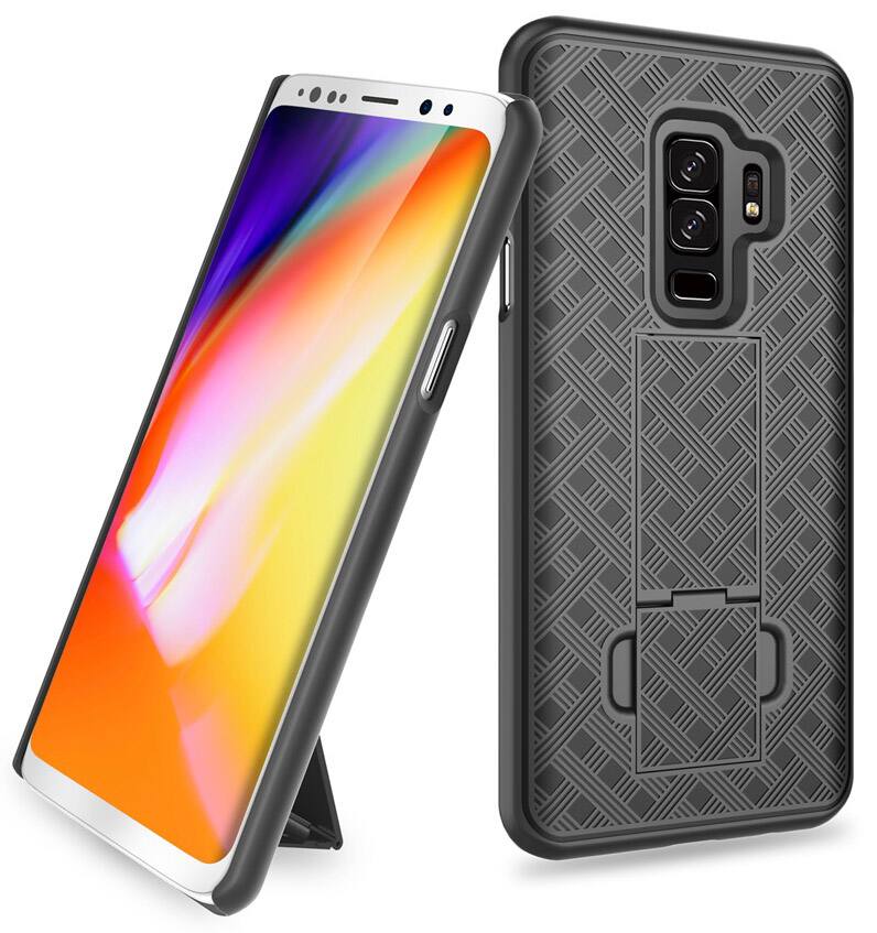 Alt View 5. Nakedcellphone - Case with Stand and Belt Clip Holster for Samsung Galaxy S9 Plus - Black.