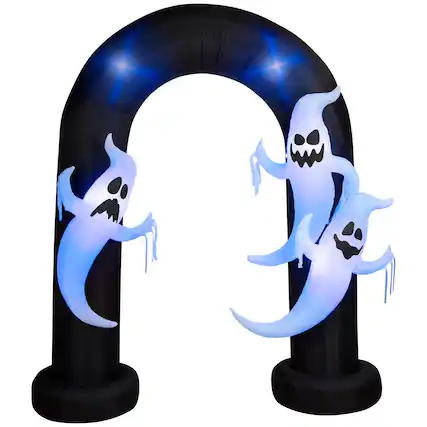 Front. Gemmy - Gemmy 9 ft. LED Prelit Archway Trio Ghost Inflatable - Multicolored.