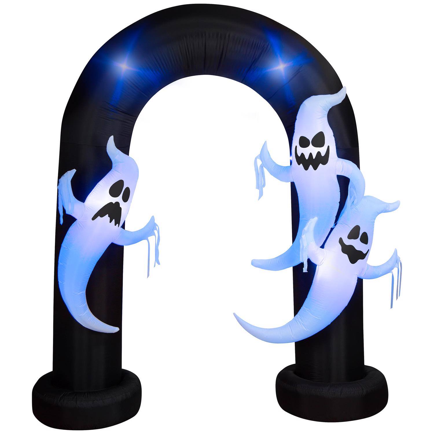 Gemmy 9 ft. LED Prelit Archway Trio Ghost Inflatable Multicolored ...