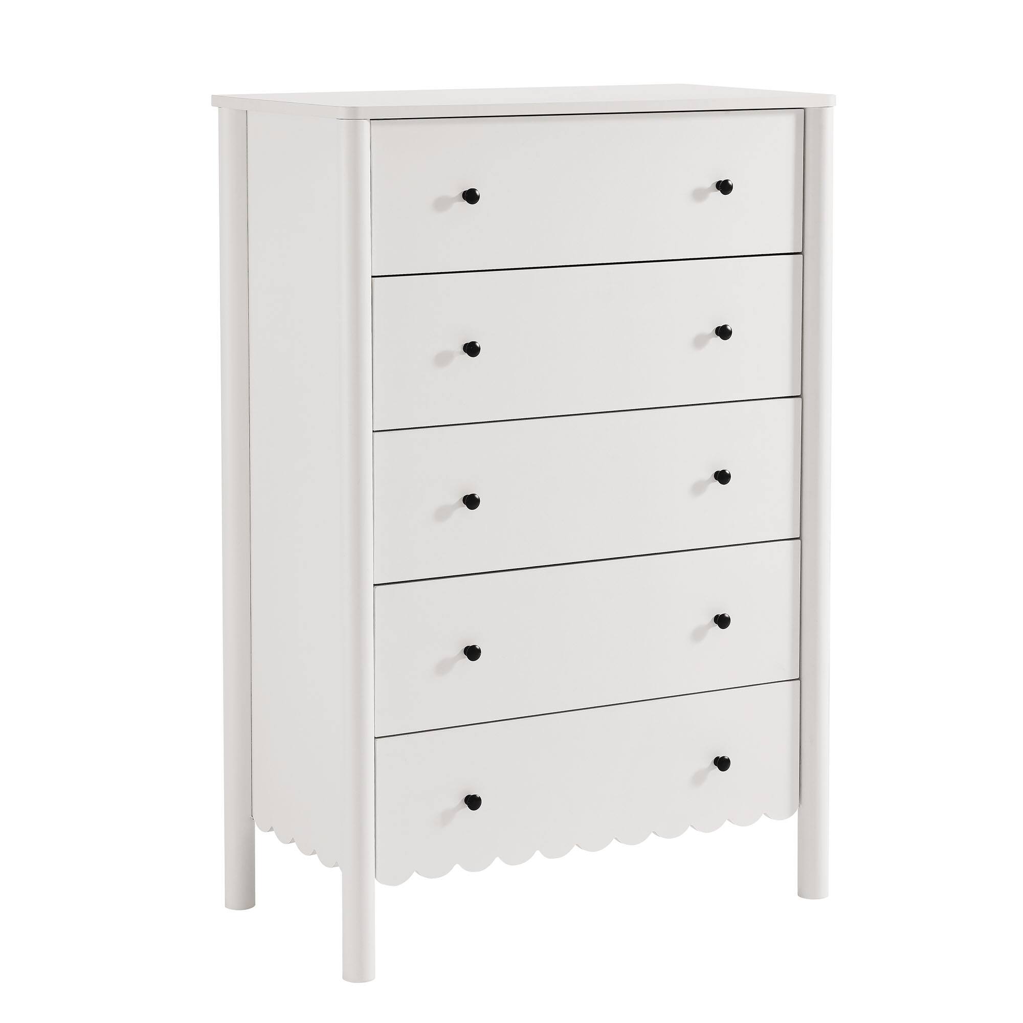 Angle. Modway - Emmeline Scalloped 5-Drawer Chest by Modway - White.