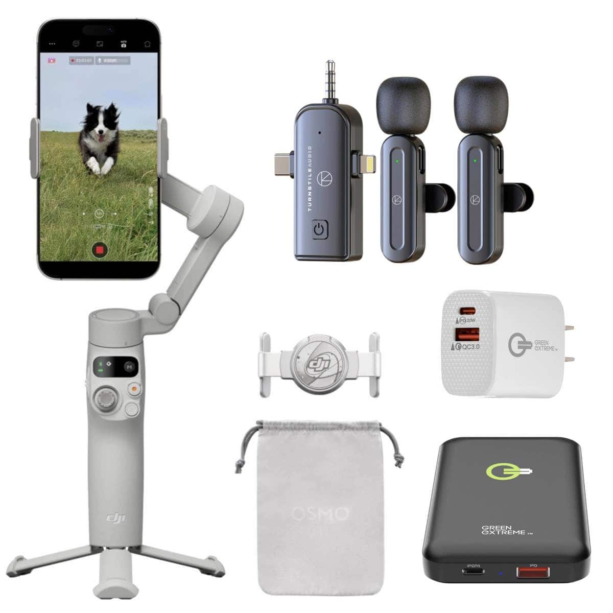 DJI - Osmo Mobile 7 Smartphone Gimbal w/Wireless Mic,Power Bank,20W Wall Plug