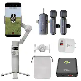 DJI - Osmo Mobile 7 Smartphone Gimbal w/Wireless Mic,Power Bank,20W Wall Plug