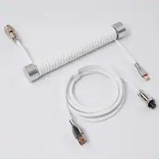 Front. GravaStar - GravaStar Coiled Aviator USB-C Cable for Mechanical Keyboard White - White.